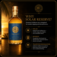 Artisanal Caribbean rum blend perfect for sipping and luxury cocktails.
