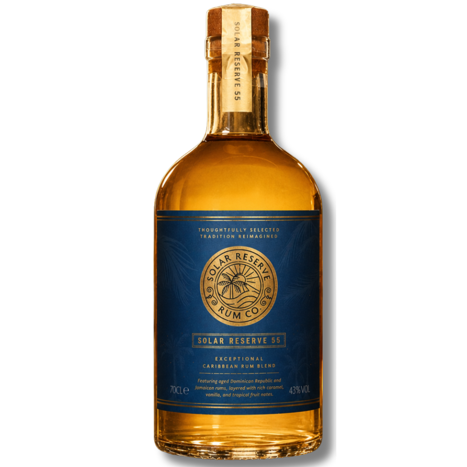 Solar Reserve 55 Gold Award Winning Caribbean Rum 70cl bottle.